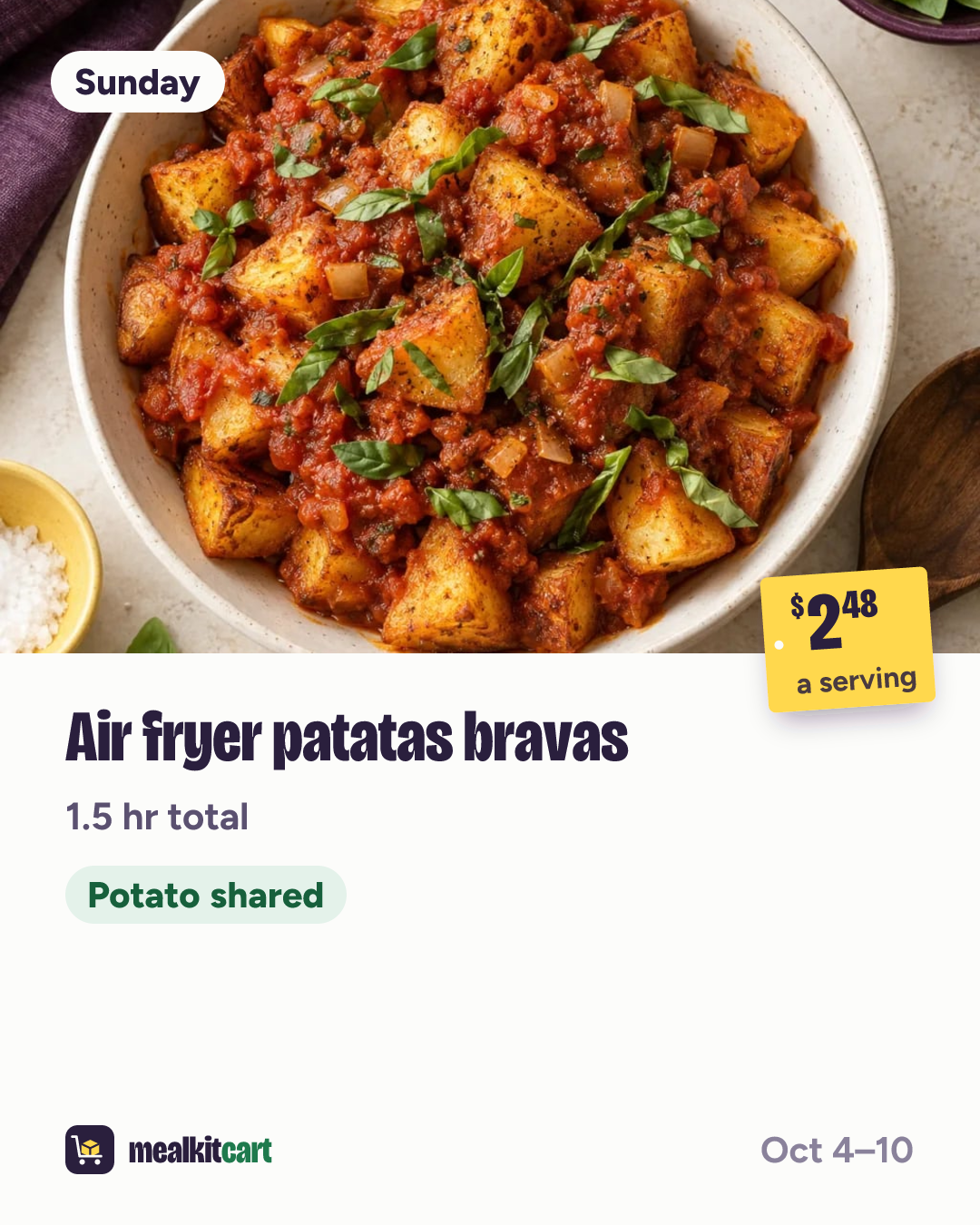 Slide 2: Sunday: Air fryer patatas bravas