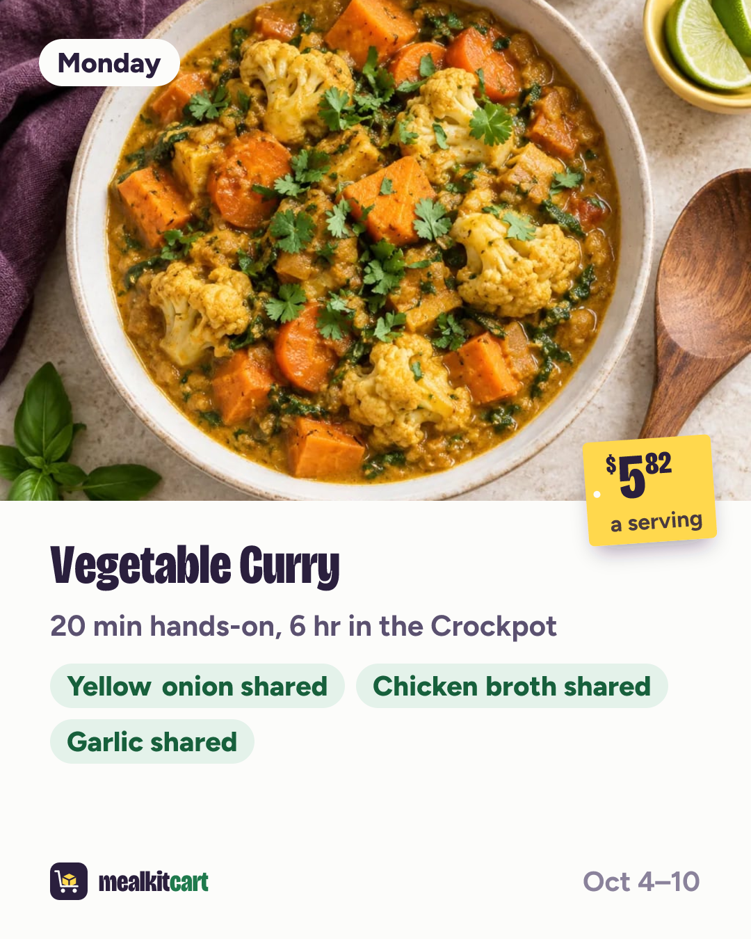 Slide 3: Monday: Vegetable Curry