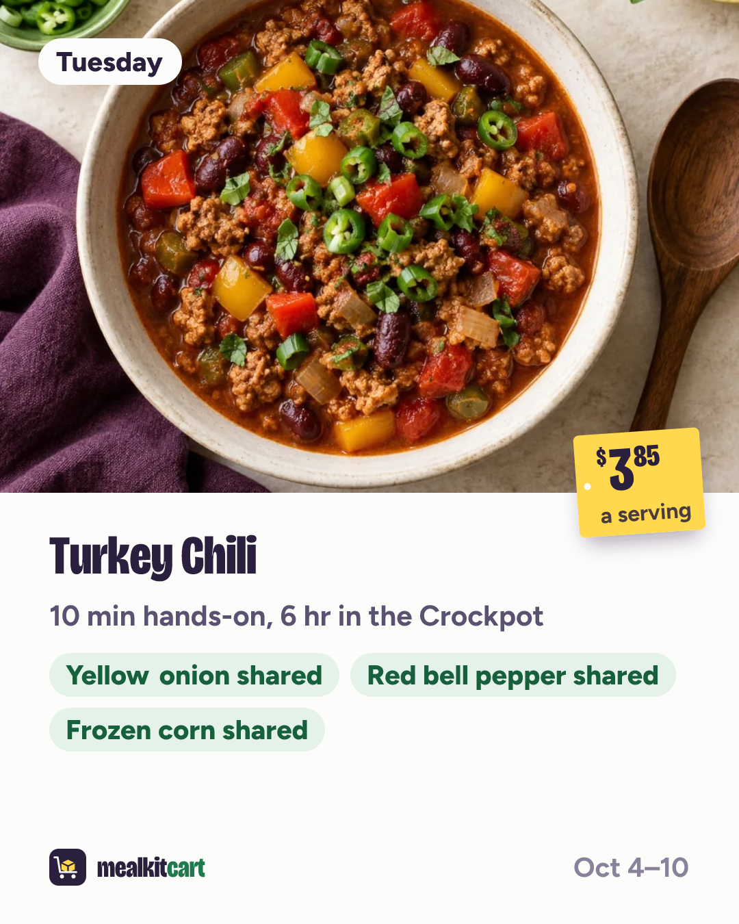 Slide 4: Tuesday: Turkey Chili