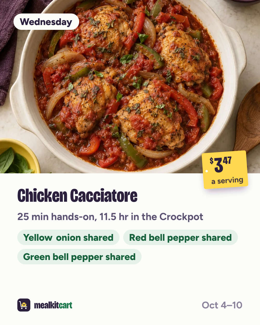 Slide 5: Wednesday: Chicken Cacciatore