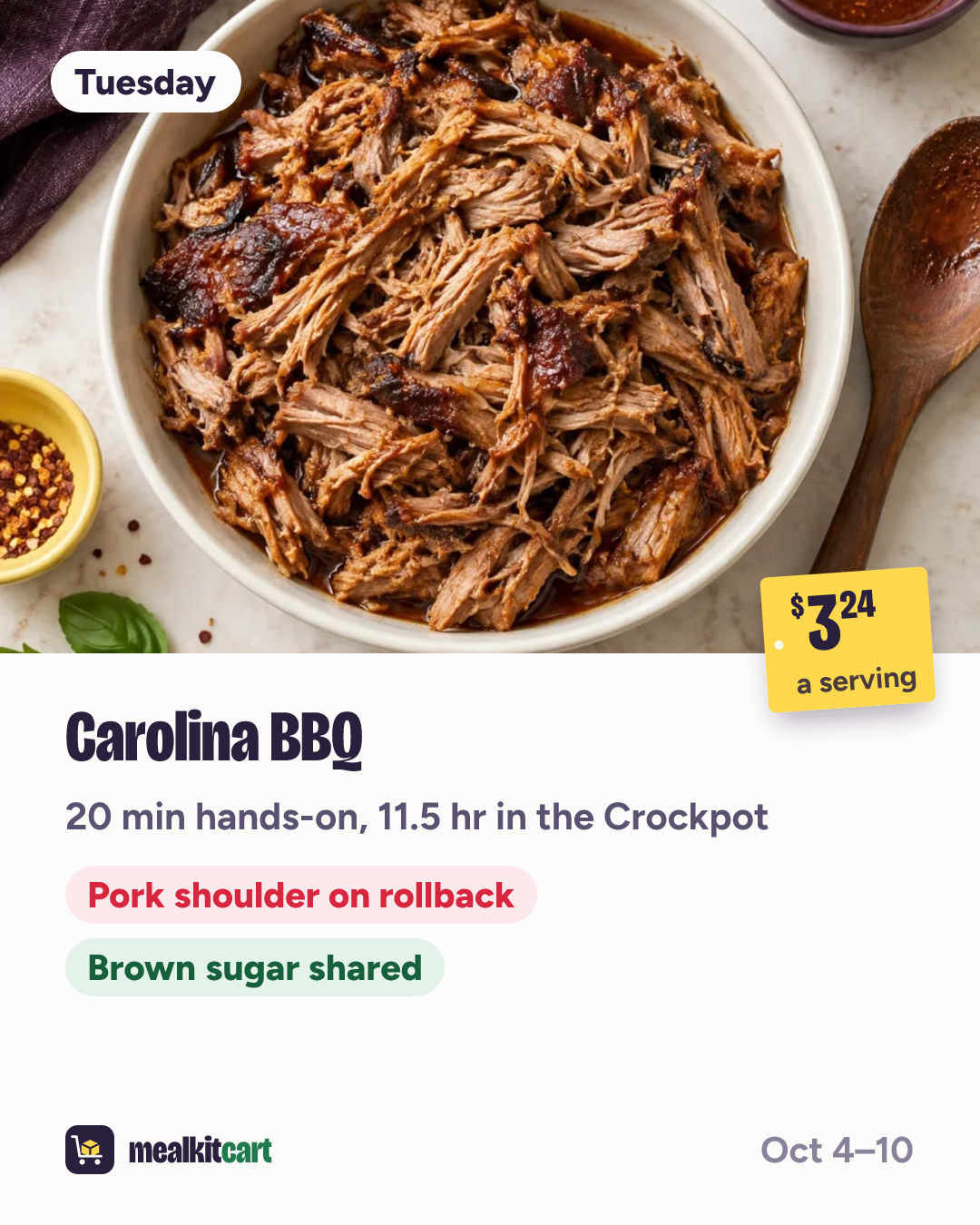 Slide 5: Tuesday: Carolina BBQ