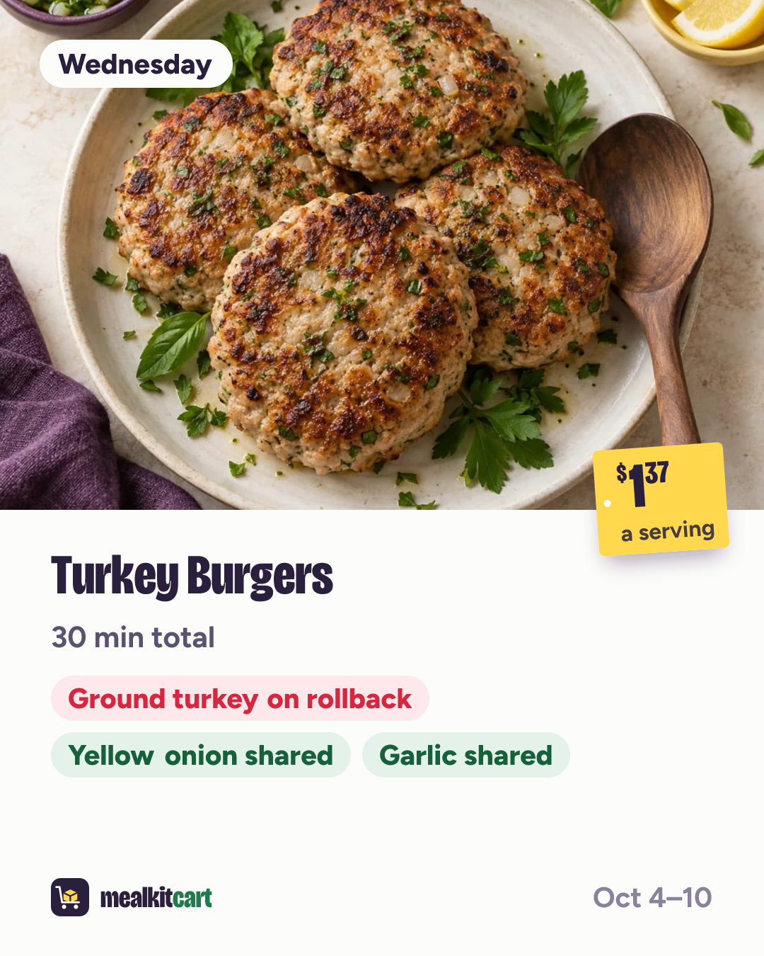 Slide 6: Wednesday: Turkey Burgers