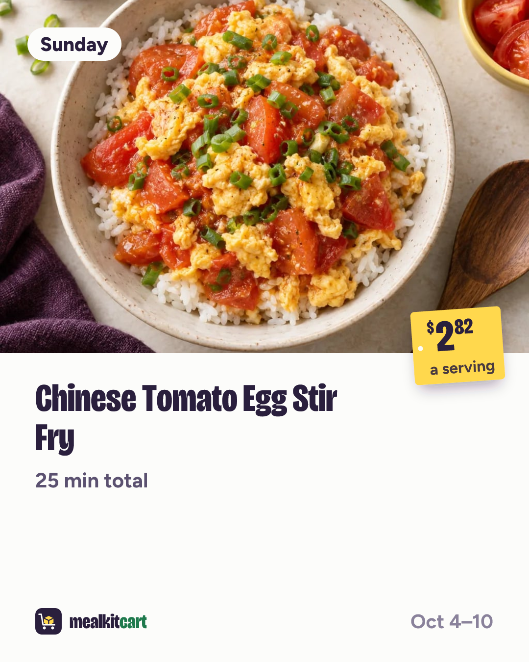 Slide 2: Sunday: Chinese Tomato Egg Stir Fry