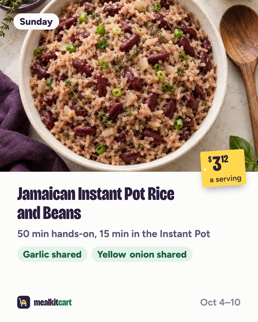 Slide 2: Sunday: Jamaican Instant Pot Rice and Beans