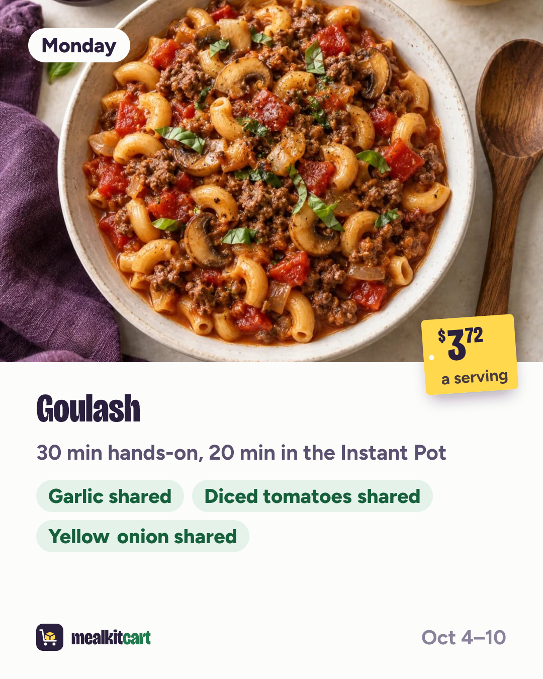 Slide 3: Monday: Goulash