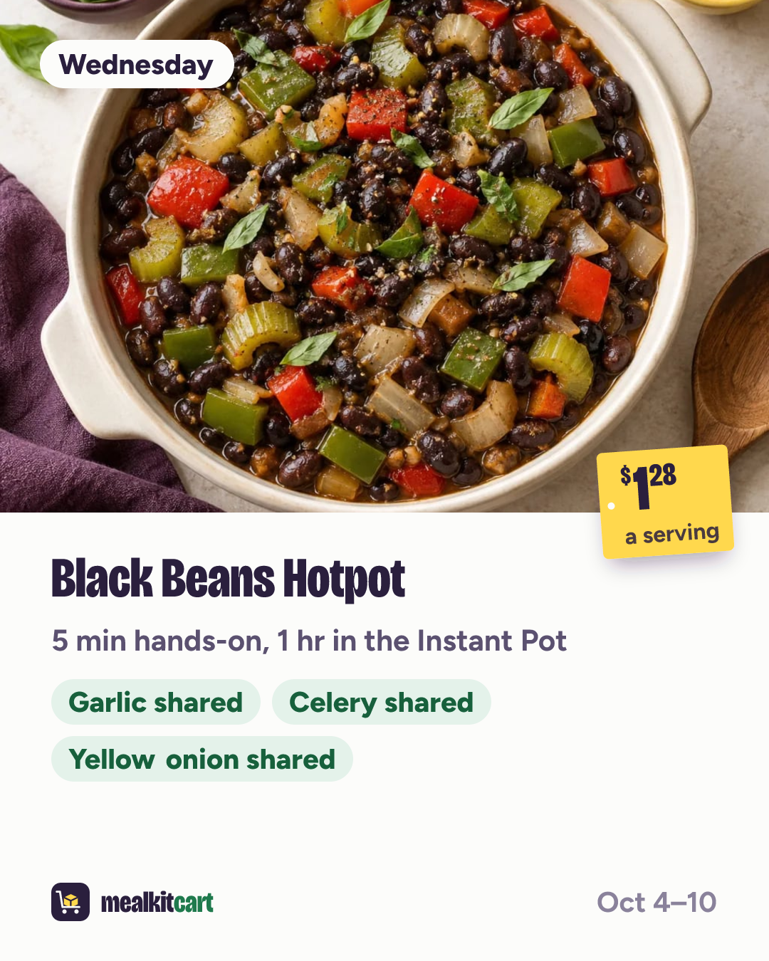 Slide 5: Wednesday: Black Beans Hotpot