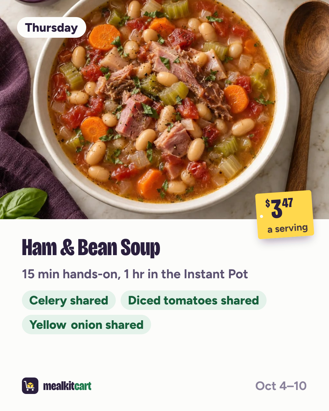 Slide 6: Thursday: Ham & Bean Soup